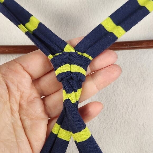 Dakini Athletic Dress Women’s SZ LG Blue/Lime Striped Stretch Twist Back Detail - Picture 7 of 14